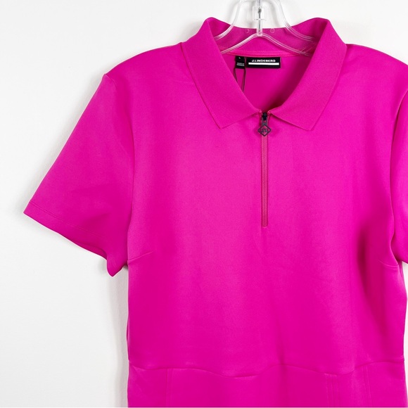 J. Lindeberg Kanai Lux Sculpt Mini Dress Size Large NWT Fuchsia Pink - Picture 4 of 9